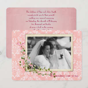 Pink Damask  Wedding Vow Renewal Invitation
