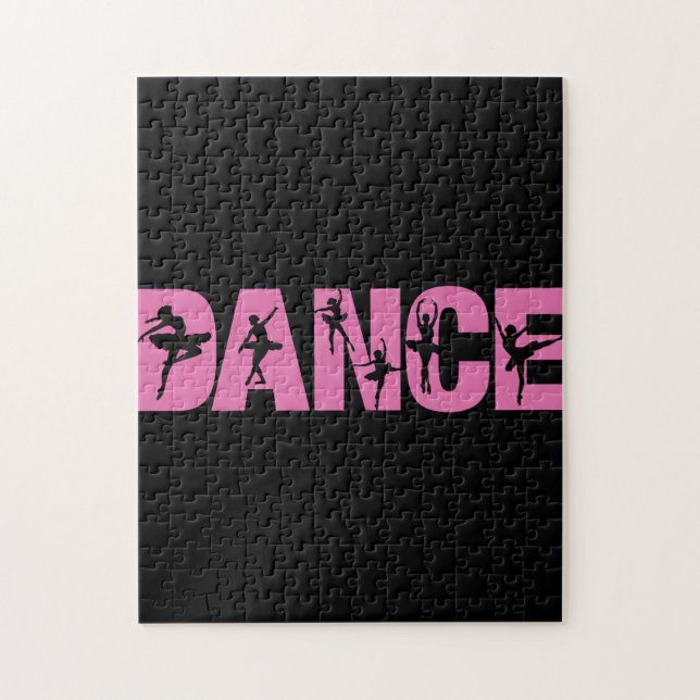 Pink DANCE with Ballerina Cutouts Jigsaw Puzzle (Vertical)