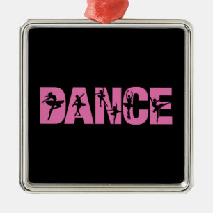 Pink DANCE with Ballerina Cutouts Metal Tree Decoration