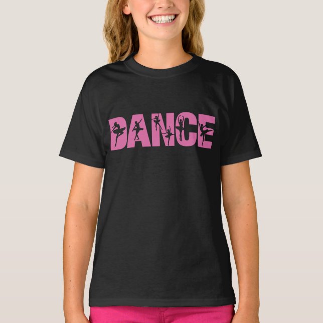 Pink DANCE with Ballerina Cutouts T-Shirt (Front)