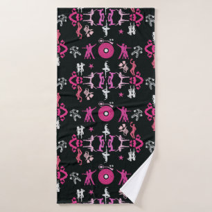 Pink Dancer Patterned Home Decor Bath Towel