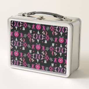 Pink Dancer Patterned Home Decor Metal Lunch Box