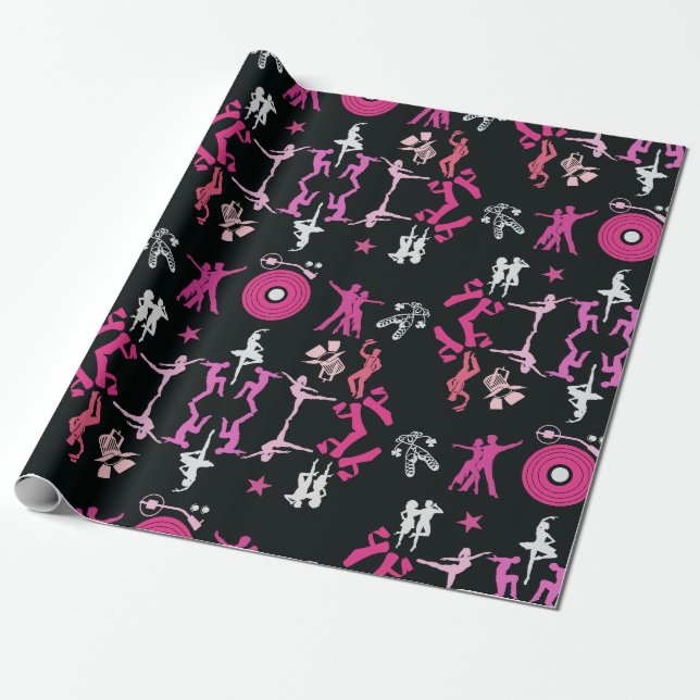Pink Dancer Patterned Home Decor Wrapping Paper (Unrolled)