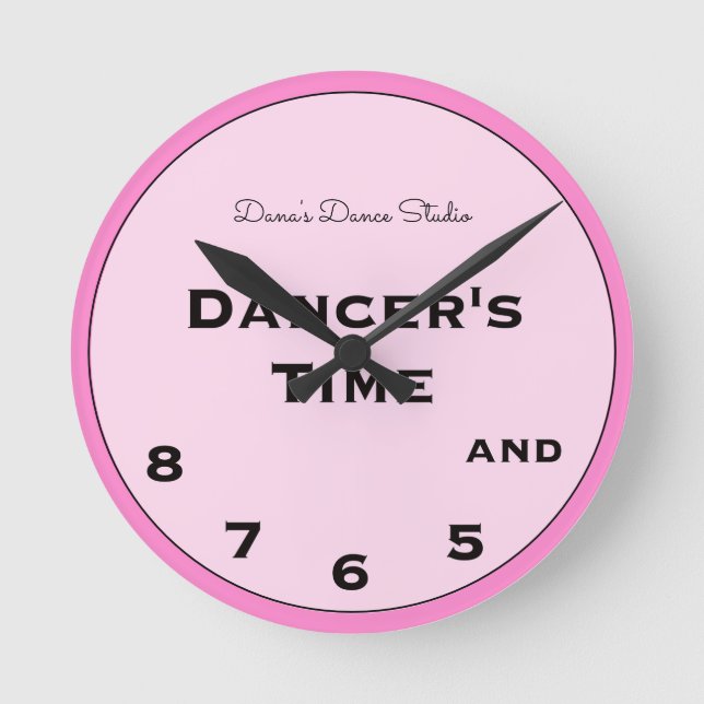 Pink Dancer's Time 5, 6, 7 and 8 Novelty Round Clo Round Clock (Front)