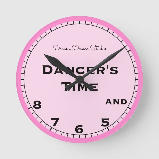 Pink Dancer's Time 5, 6, 7 and 8 Novelty Round Clock (Front)
