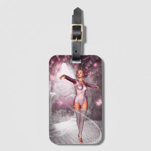 Pink dancing ballerina and beautiful butterflies luggage tag