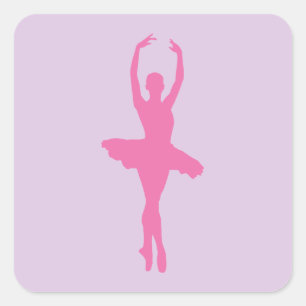 Pink Dancing Ballerina Square Sticker