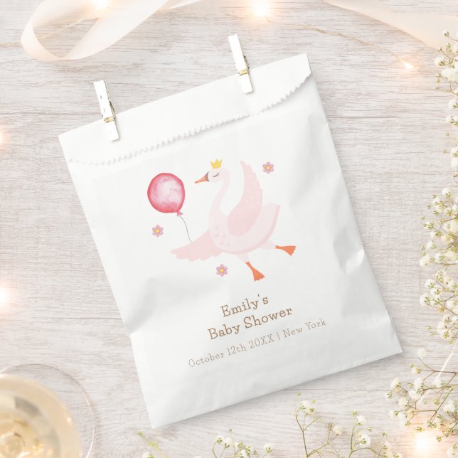 Pink Dancing Princess Swan Balloon Baby Shower  Favour Bags (Clipped)