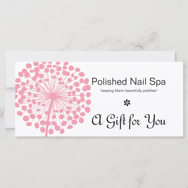 Pink Dandelion Flower Gift Certificate 2 (Front)