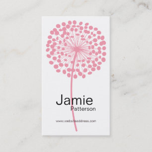 Pink Dandelion Flower Vertical Business Cards