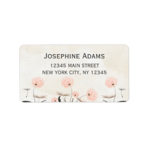 Pink Dandelion Flowers Watercolor Address Labels