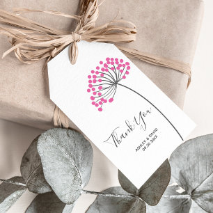 Pink Dandelion Gift Tags for Your Thank You Favour