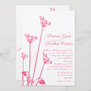 Pink Dandelion Wildflower Wedding Invitation