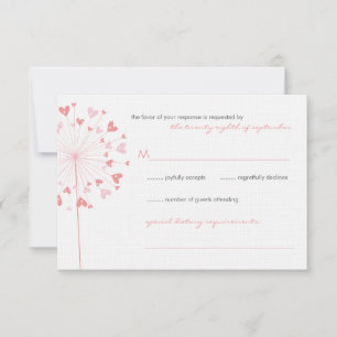 Pink Dandelions Love Summer Wedding RSVP Card