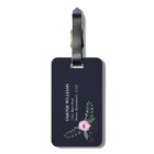 Pink & Dark Blue Rose Pattern Custom Name Address