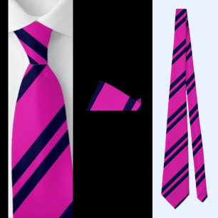 Pink Dark Blue Striped Pattern Tie