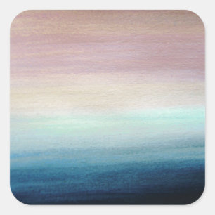 Pink & Dark Blue Watercolor Square Sticker