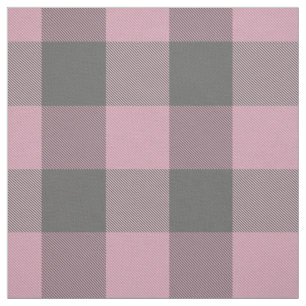 pink dark grey buffalo plaid fabric