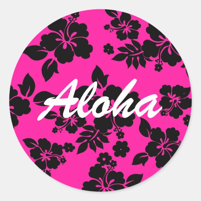 Pink Dark Hawaiian Classic Round Sticker (Front)