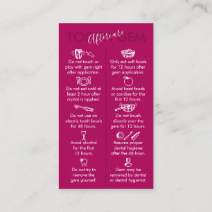 Pink Dark Physical Printed Tooth Gem Aftercare Business Card