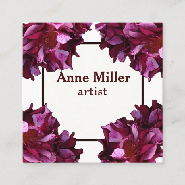 Pink& Dark Red Roses Floral Business Card (Front)