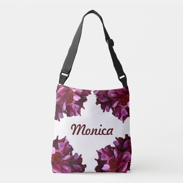 Pink& Dark Red Roses Floral Photo Tote (Front)
