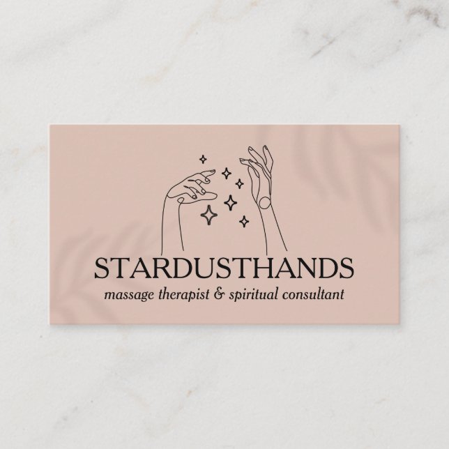 Pink Darken Light Stars Between Hands Business Card (Front)