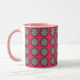 Pink Dartboard Bullseye Pattern, Mug