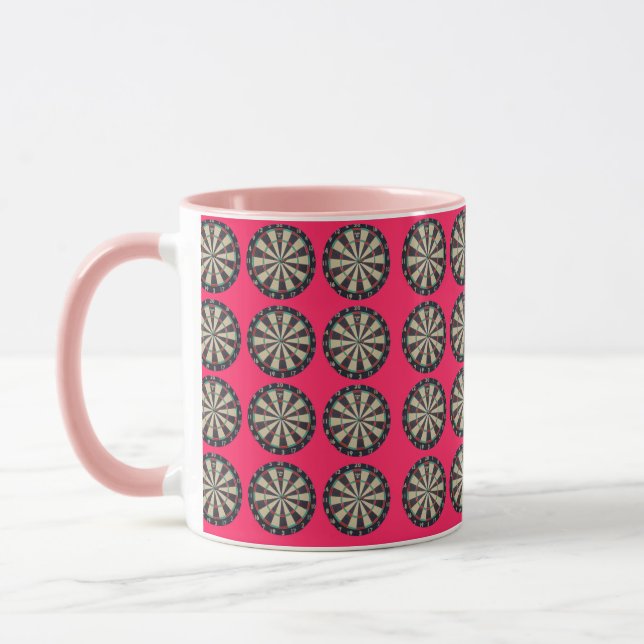 Pink Dartboard Bullseye Pattern, Mug (Left)
