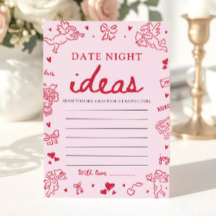 Pink Date Night Ideas Bridal Shower Game  Invitation