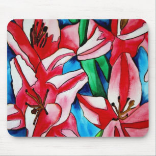 Pink day lily flowers mouse mat