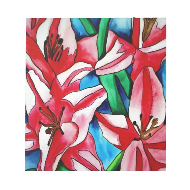 Pink Day lily watercolor art painting Notepad (Front)