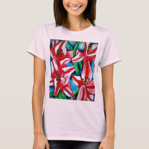Pink Day lily watercolor art painting T-Shirt