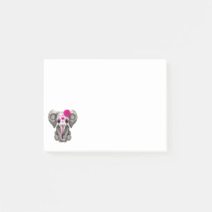 Pink Day of the Dead Elephant Post-it Notes