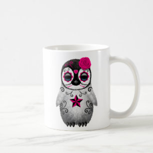 Pink Day of the Dead Sugar Skull Penguin Coffee Mug