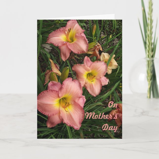 Pink Daylilies Mother's Day Card (Front)