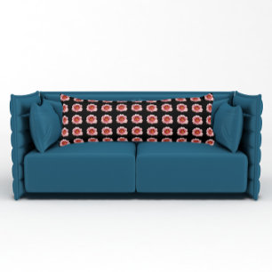 Pink Daylily Bloom on Black Floral Pattern Body Pi Cushion