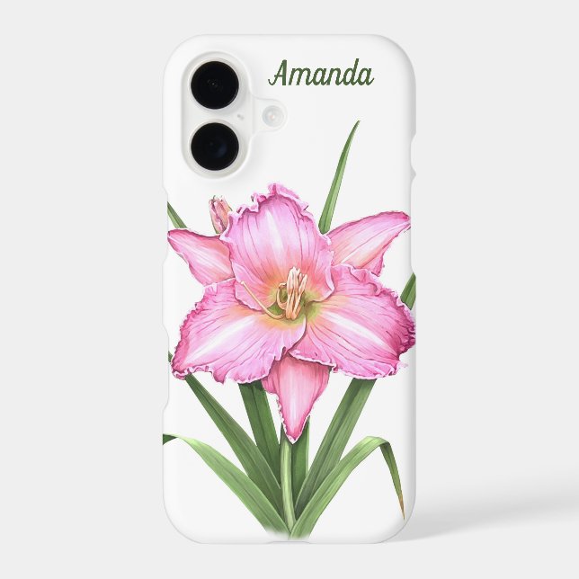 Pink Daylily Botanical Art Personalised (Back)
