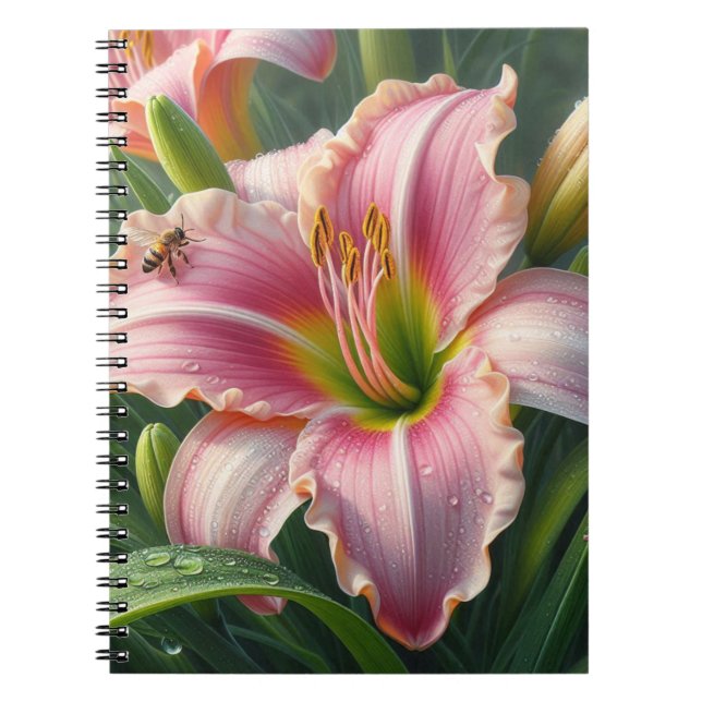 Pink Daylily Floral Notebook (Front)