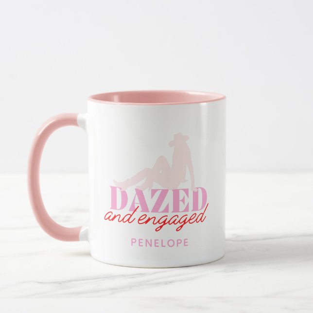 Pink Dazed & Engaged Bachelorette Party Favour Mug (Left)
