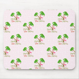 Pink Deck The Palms Tropical Christmas Santa Flami Mouse Mat