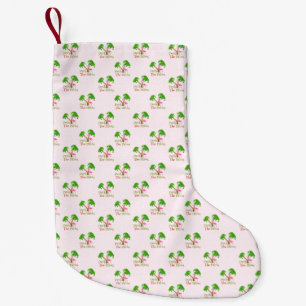 Pink Deck The Palms Tropical Christmas Santa Flami Small Christmas Stocking