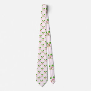 Pink Deck The Palms Tropical Christmas Santa Flami Tie