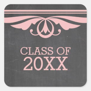Pink Deco Chalkboard Graduation Stickers