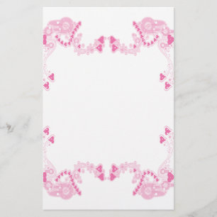 Pink Deco Hearts Stationary Stationery