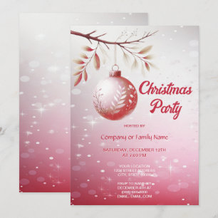 Pink Decorative Christmas Ball Christmas Party Inv Invitation