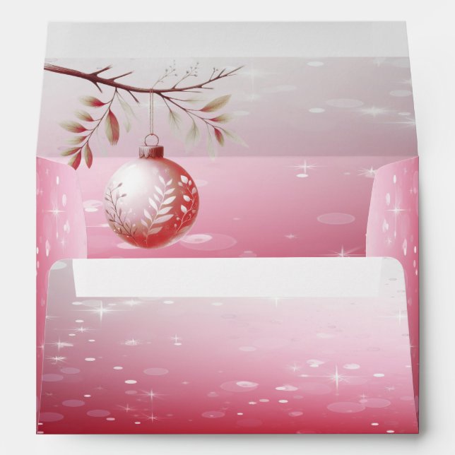 Pink Decorative Christmas Ball Envelope (Back (Bottom))