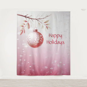 Pink Decorative Christmas Ball Holiday Backdrop Tapestry