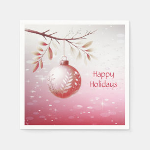 Pink Decorative Christmas Ball Holiday Napkin