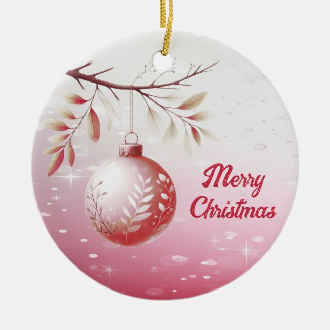 Pink Decorative Christmas Ball Holiday Ornament (Front)